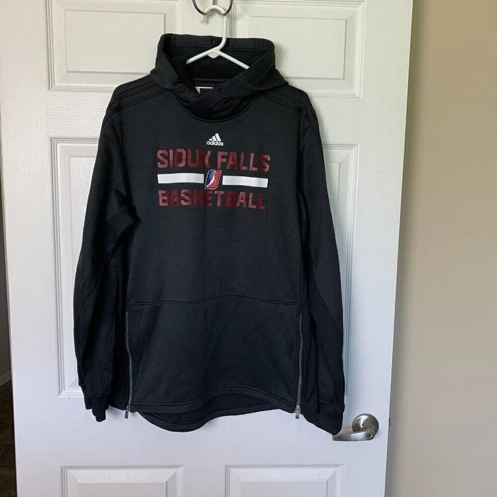 Adidas Sioux Falls Basketball Men’s Large +2” Length Black Hoodie Climawarm